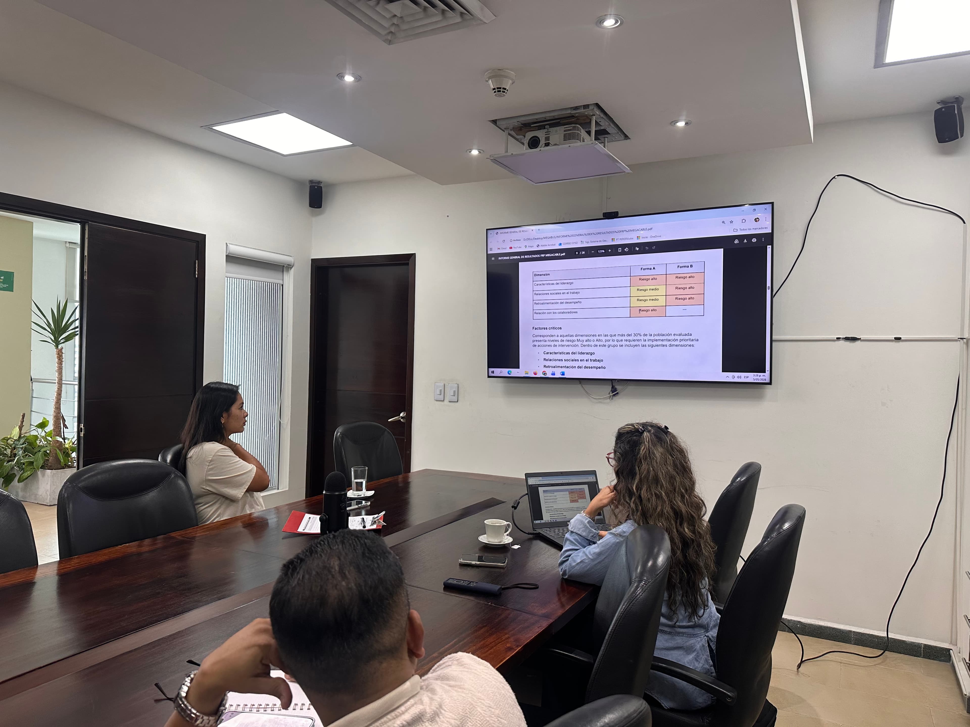 Milena Molina Ortiz socializando resultados con directivos